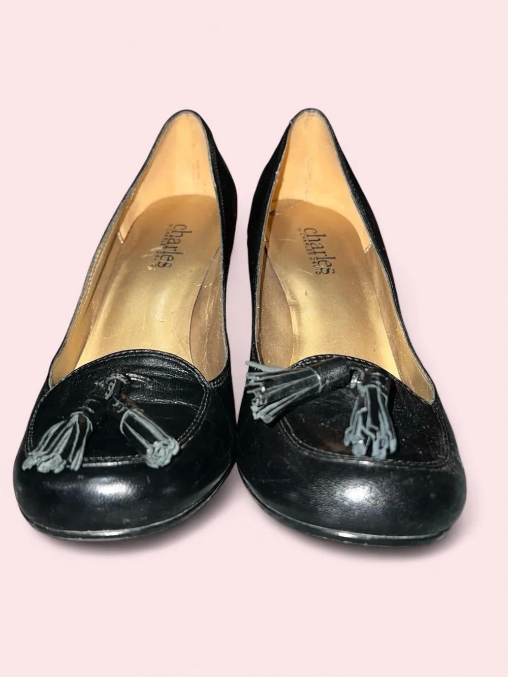 Size 7 Black Tassel Block Heel Pumps - Brand